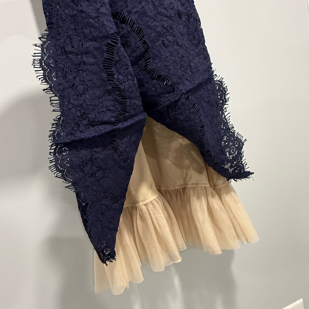 Francesca's Womens Navy Lace Dress with Nude Lining Size S - Picture 7 of 9